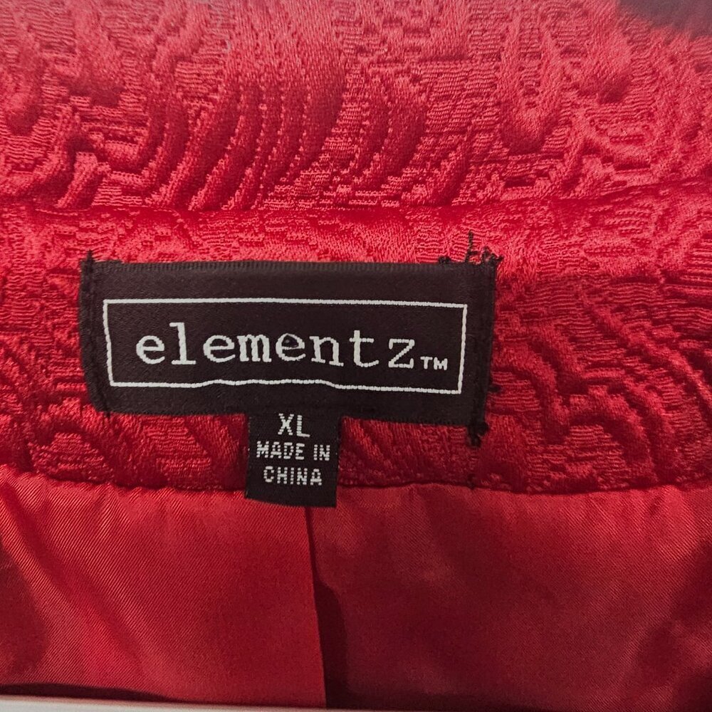 Elementz Red Floral Textured Retro Blazer Goth Punk Twee XL - Picture 9 of 12